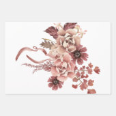 秋の素朴開花白い背景水色 ラッピングペーパーシート (正面2)