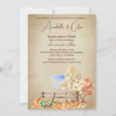 秋の素朴風景の木とカボチャの羊飼い 招待状 (正面)