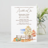 秋の素朴風景樹とカボチャ 招待状 (スタンド正面)