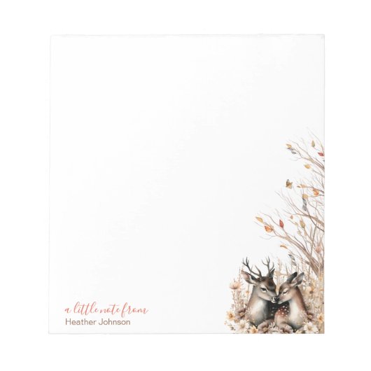 秋の素朴鹿カスタム ノートパッド (正面)