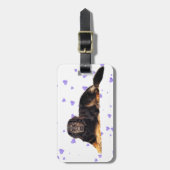 秋の紫のハート ラゲッジタグ (正面縦)