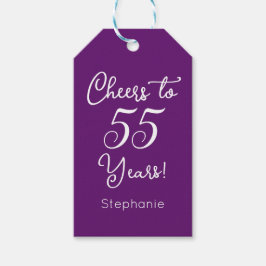 秋の紫の応援55年55誕生日 ギフトタグ