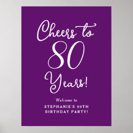 秋の紫の応援80年への誕生日へようこそ ポスター