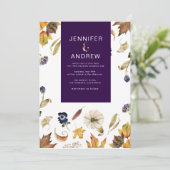 秋の紫の葉とフローラ結婚 招待状 (スタンド正面)