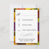 秋の紫の降り注ぐ葉の結婚式RSVPカード 出欠カード (裏面)