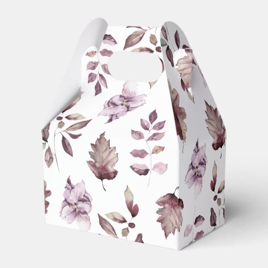 秋の紫エレガントの花の赤ちゃんシャワー フェイバーボックス (裏面サイド)