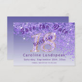 秋の紫グリッター18誕生日 セーブザデート (正面/裏面)