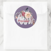 秋の紫色のカボチャ灰色のフローラ水色 ラウンドシール (バッグ)