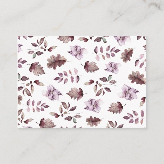 秋の紫色の花かぼちゃおむつラッフル エンクロージャーカード (裏面)