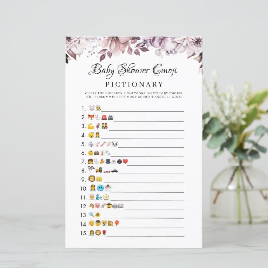 秋の紫色の花赤ちゃんシャワー絵文字ゲーム (スタンド正面)