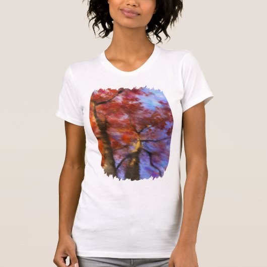 秋の終わりに双子の木の赤離れい水色 Tシャツ (正面)