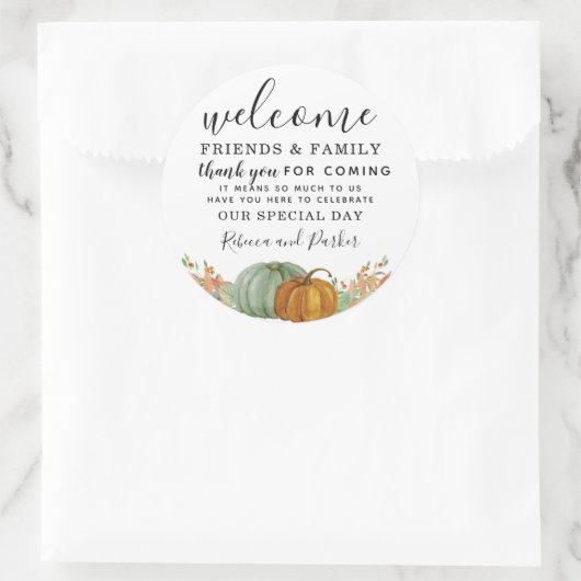 秋の結婚カボチャの歓迎感謝してい品 ラウンドシール (バッグ)