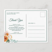 秋の結婚サンキューグリーンウォーター色フローラ ポストカード (裏面)