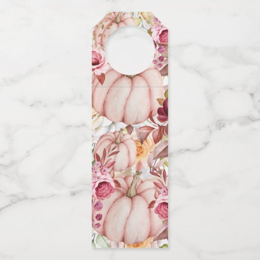 秋の結婚ピンクパーソナライズされた ボトルネックタグ (裏面)