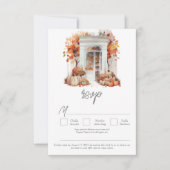 秋の結婚ホワイトフロントドアQRコード 出欠カード (正面)