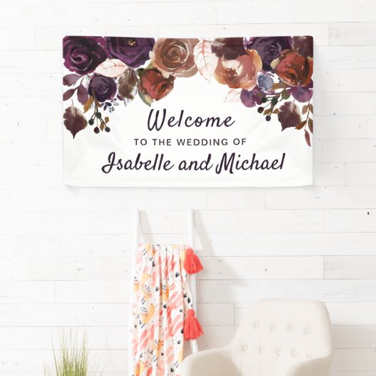 秋の結婚大歓迎の紫梅フローラ 横断幕 (インサイチュ)