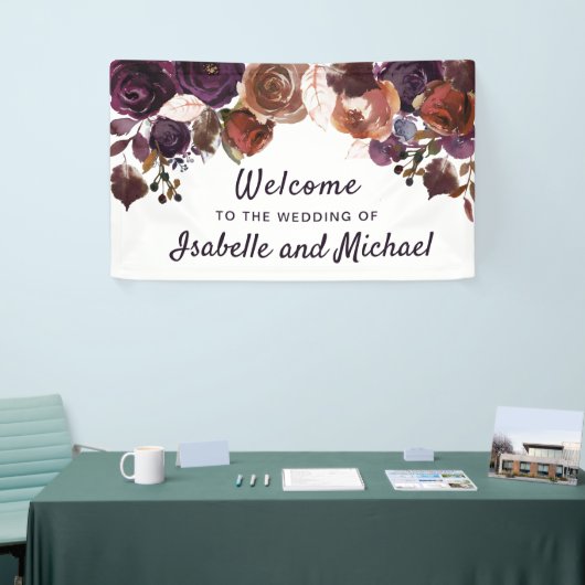 秋の結婚大歓迎の紫梅フローラ 横断幕 (トレードショー)