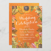 秋の結婚式お祝い秋メープルリーフパンプキン 招待状 (正面/裏面)