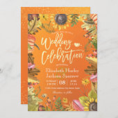 秋の結婚式お祝い秋メープルリーフパンプキン 招待状 (正面/裏面)