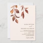 秋の結婚式さび秋の色葉の葉 招待状 (正面)