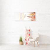 秋の結婚式つる植物アートオレンジブラウンウェルカムバナー 横断幕 (インサイチュ)