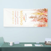 秋の結婚式つる植物アートオレンジブラウンウェルカムバナー 横断幕 (トレードショー)