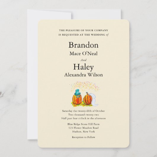 秋の結婚式のカボチャの招待状 招待状 (正面)