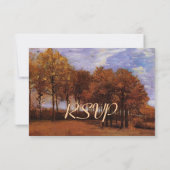 秋の結婚式の出欠確認の招待状。 秋の風景 招待状 (裏面)