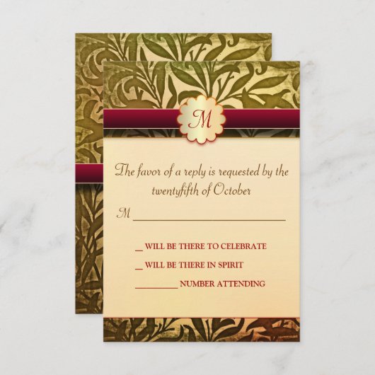 秋の結婚式の出欠確認カード 出欠カード (正面/裏面)