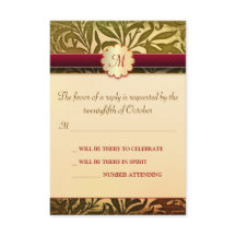 秋の結婚式の出欠確認カード