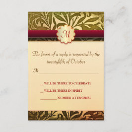 秋の結婚式の出欠確認カード 出欠カード