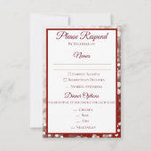 秋の結婚式の出欠確認 - シャンパンと赤 招待状 (正面)