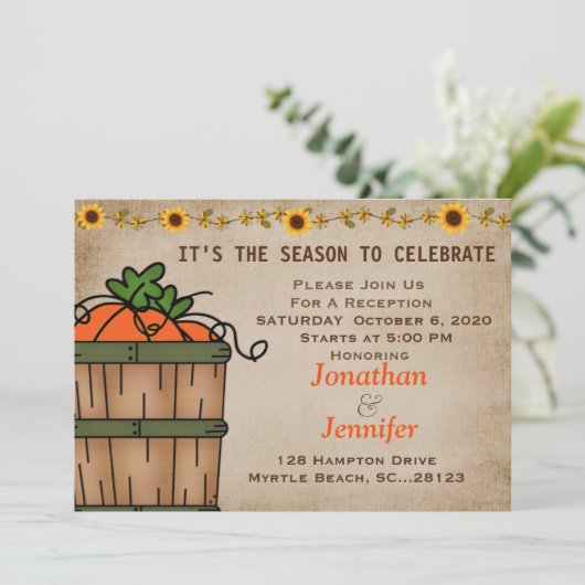 秋の結婚式の披露宴招待状 招待状 (スタンド正面)