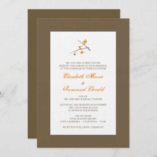 秋の結婚式の招待状-毒草 招待状 (正面/裏面)