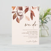 秋の結婚式の水の色葉の葉さびオレンジ 招待状 (スタンド正面)