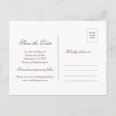 秋の結婚式の水彩画の葉は日付を救います 案内ポストカード (裏面)