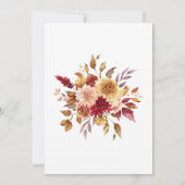 秋の結婚式の素朴な花とカボチャ 招待状 (裏面)