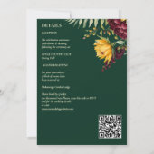 秋の結婚式の緑の素朴なヒマワリが一つにまとまっている 招待状 (裏面)