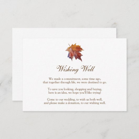 秋の結婚式の願い井戸、水彩葉 エンクロージャーカード (正面/裏面)