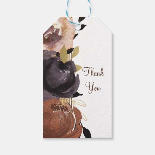 秋の結婚式はっきりしたグラムフラワーズモダンフローラ ギフトタグ (正面)