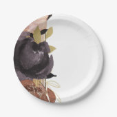 秋の結婚式はっきりしたグラムフラワーモダンフローラ ペーパープレート (正面)