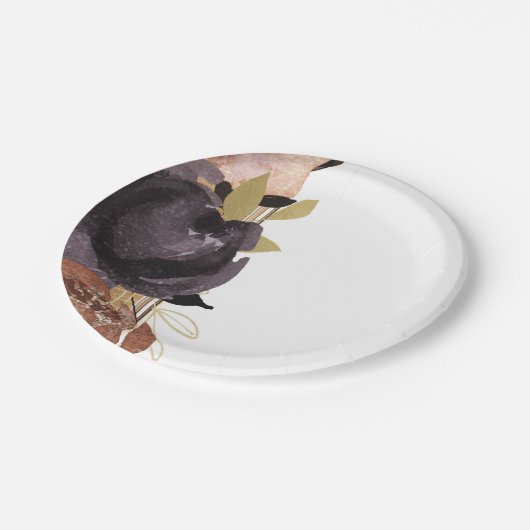 秋の結婚式はっきりしたグラムフラワーモダンフローラ ペーパープレート (アングル)