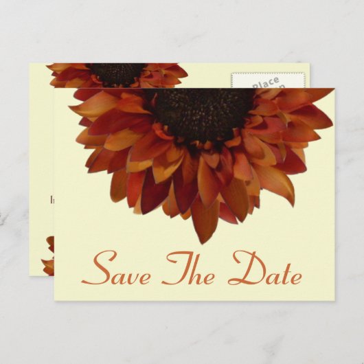 秋の結婚式ひまわり葉書を保存 案内ポストカード (正面/裏面)