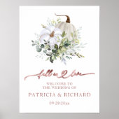 秋の結婚式ウェルカムサイン かぼちゃのモチーフ ポスター (正面)