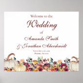 秋の結婚式ウェルカム結婚サインのウェルカムサイン ポスター (正面)