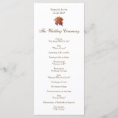 秋の結婚式ウォーターカラーリーフラックカード プログラム (裏面)