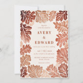 秋の結婚式エレガントボヘミアン水彩色 招待状 (正面)