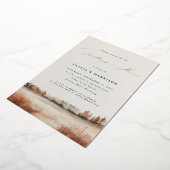 秋の結婚式エレガントランドスケープ・カップルのシャワー 箔招待状 (回転した状態)