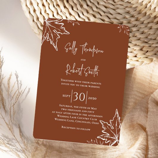 秋の結婚式エレガント紅葉カスタム 招待状