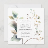 秋の結婚式エレガント2人が一人のクリスチャンになる 招待状 (正面)